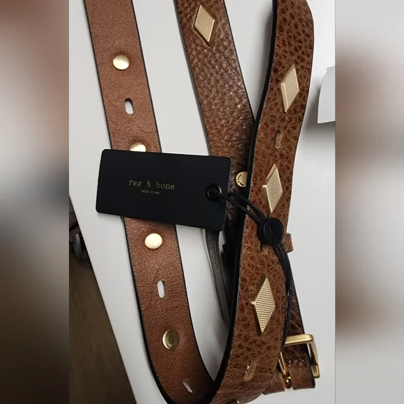 rag & bone Colin Studded Belt Leather Belt Size L NEW Brown display picture 1
